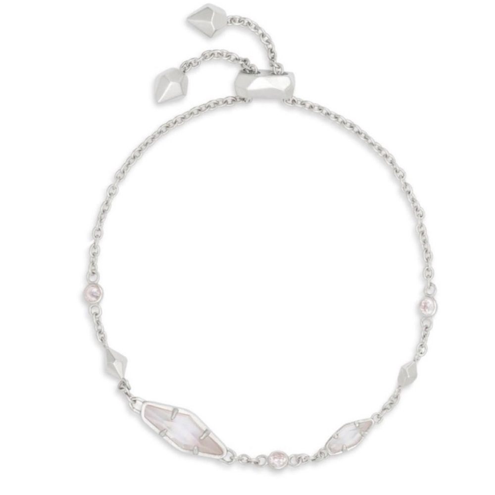 Kendra Scott Deb Adjustable Silver Tone Chain Bracelet with Iridescent Glass